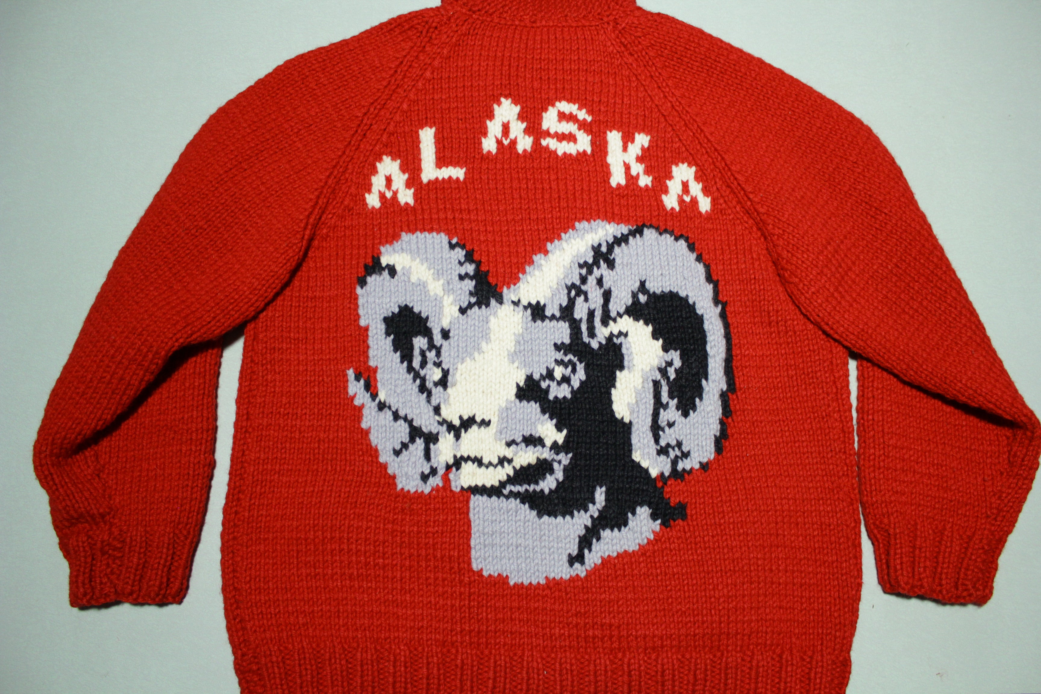 Alaska Cowichan Vintage Hand Knit Zip Front Cardigan Sweater Dahl