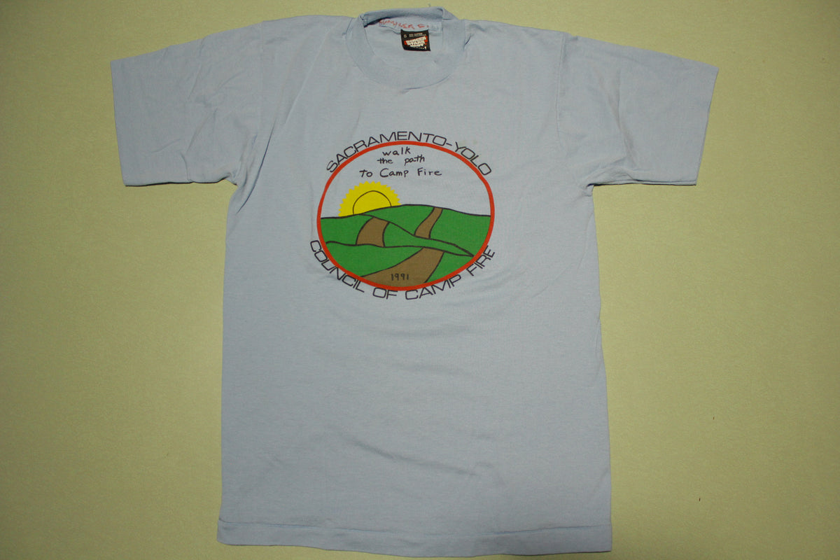 Sacramento Yolo 1991 Vintage Camp Fire Screen Stars T-Shirt