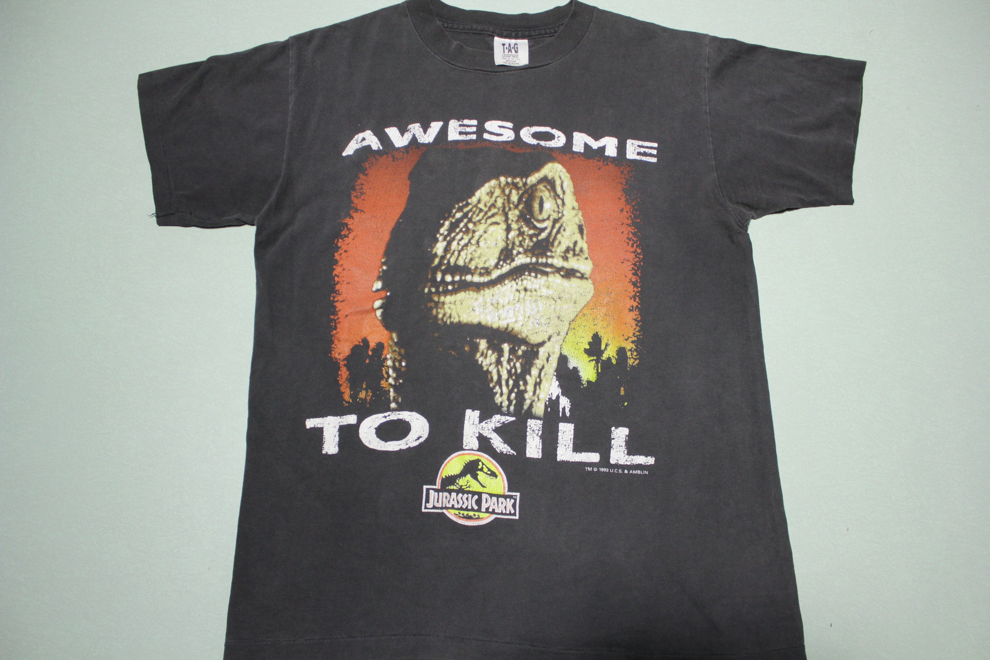 Jurassic Park 1993 Vintage Awesome to Kill Single Stitch USA Movie