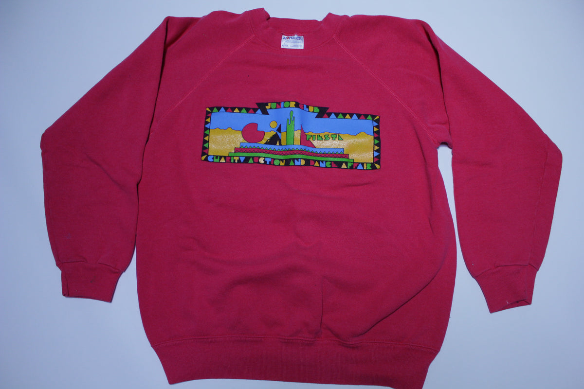 Fiesta Junior Club Charity Auction and Dance Affair Vintage 80's Hanes Crewneck Sweatshirt