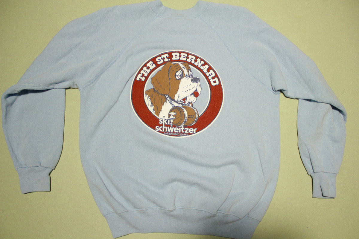 Ski Schweitzer Sandpoint Idaho Vintage 80's St. Bernard Crewneck Sweatshirt