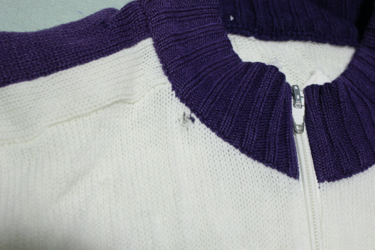 Handmade Knit Vintage 70's Golf Zip Up Cardigan Sweater