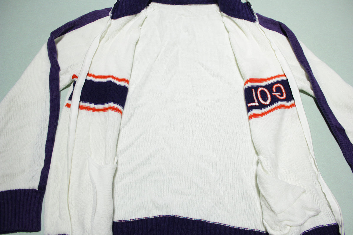 Handmade Knit Vintage 70's Golf Zip Up Cardigan Sweater