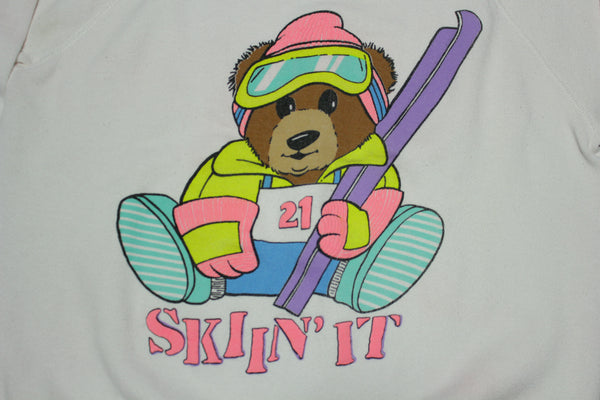 Skiin' It Teddy Bear Vintage 90's Crewneck Sweatshirt