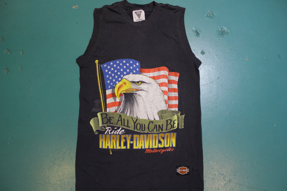 Harley Davidson 90's Be All You Can Be Ride Motorcycle Muscle Shirt