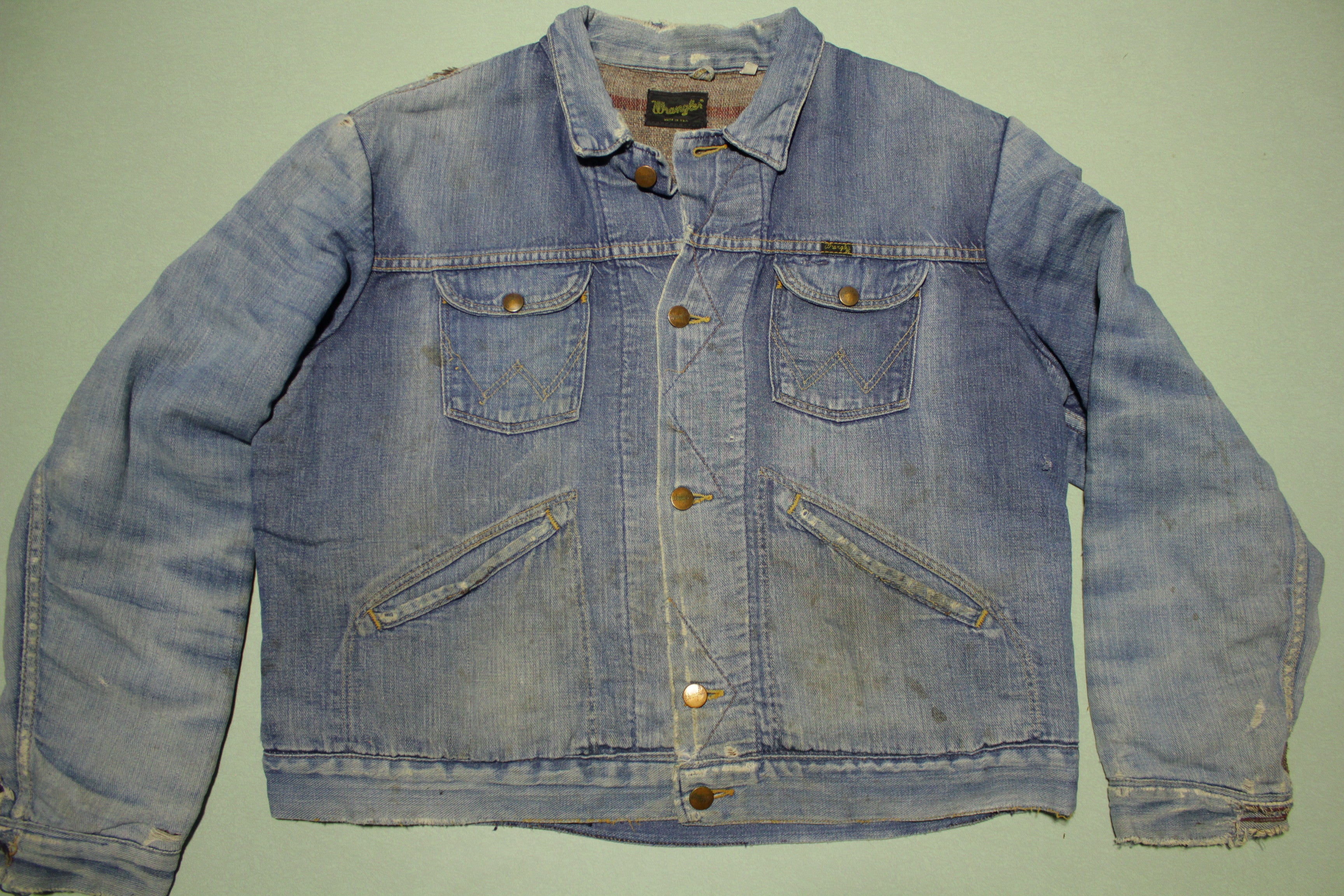 Vtg 60s 70s Wrangler Blanket Lined Denim Jacket Size 46 Fits Like Boxy  Medium | eBay