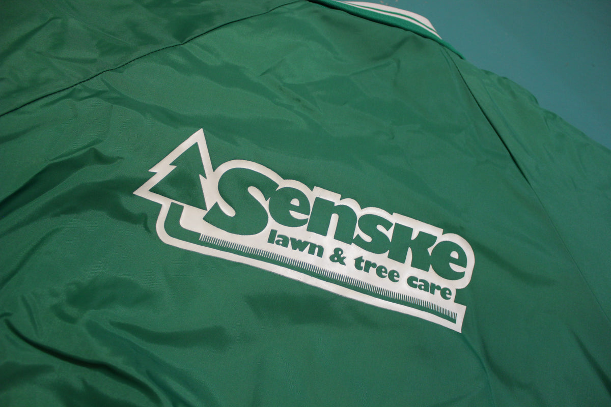 Senske Lawn & Tree Care Deadstock Vintage 80's Green Satin Quilt Lined Jacket