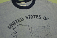 United States of Alaska Vintage 80's Blue Heathered Ringer T-Shirt