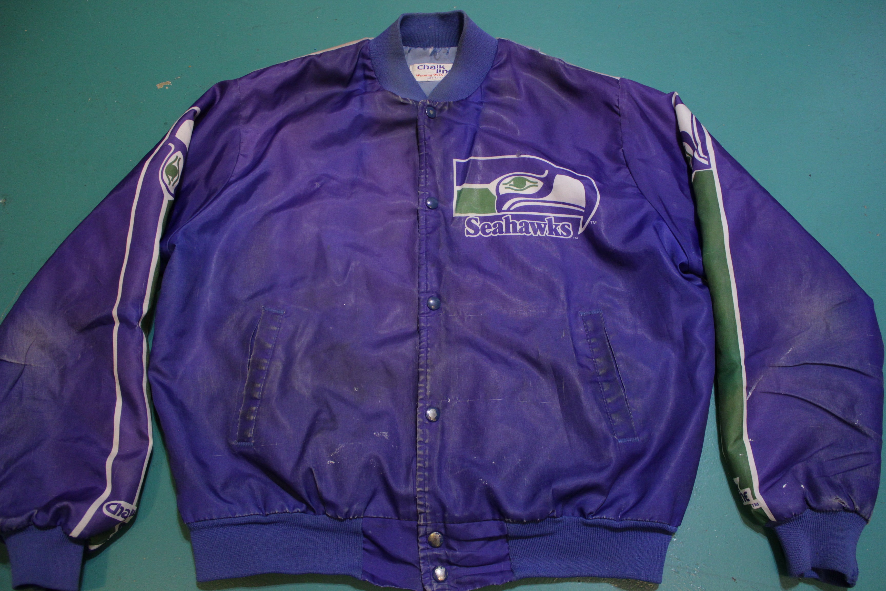 Vtg Seattle Seahawks Jacket Chalk Line Bomber satin coat Vintage