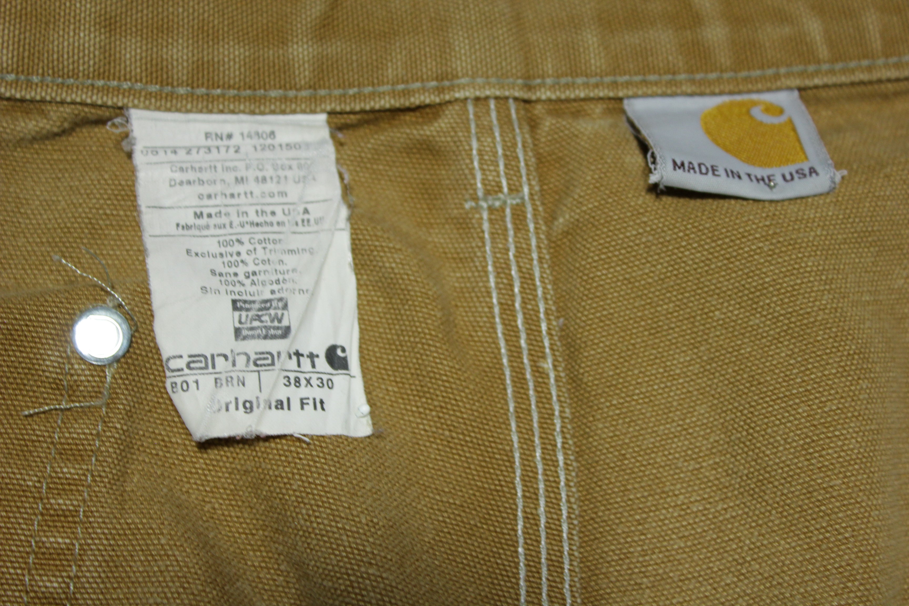 Carhartt B01 BRN Washed Duck Work Double Knee Front USA Pants