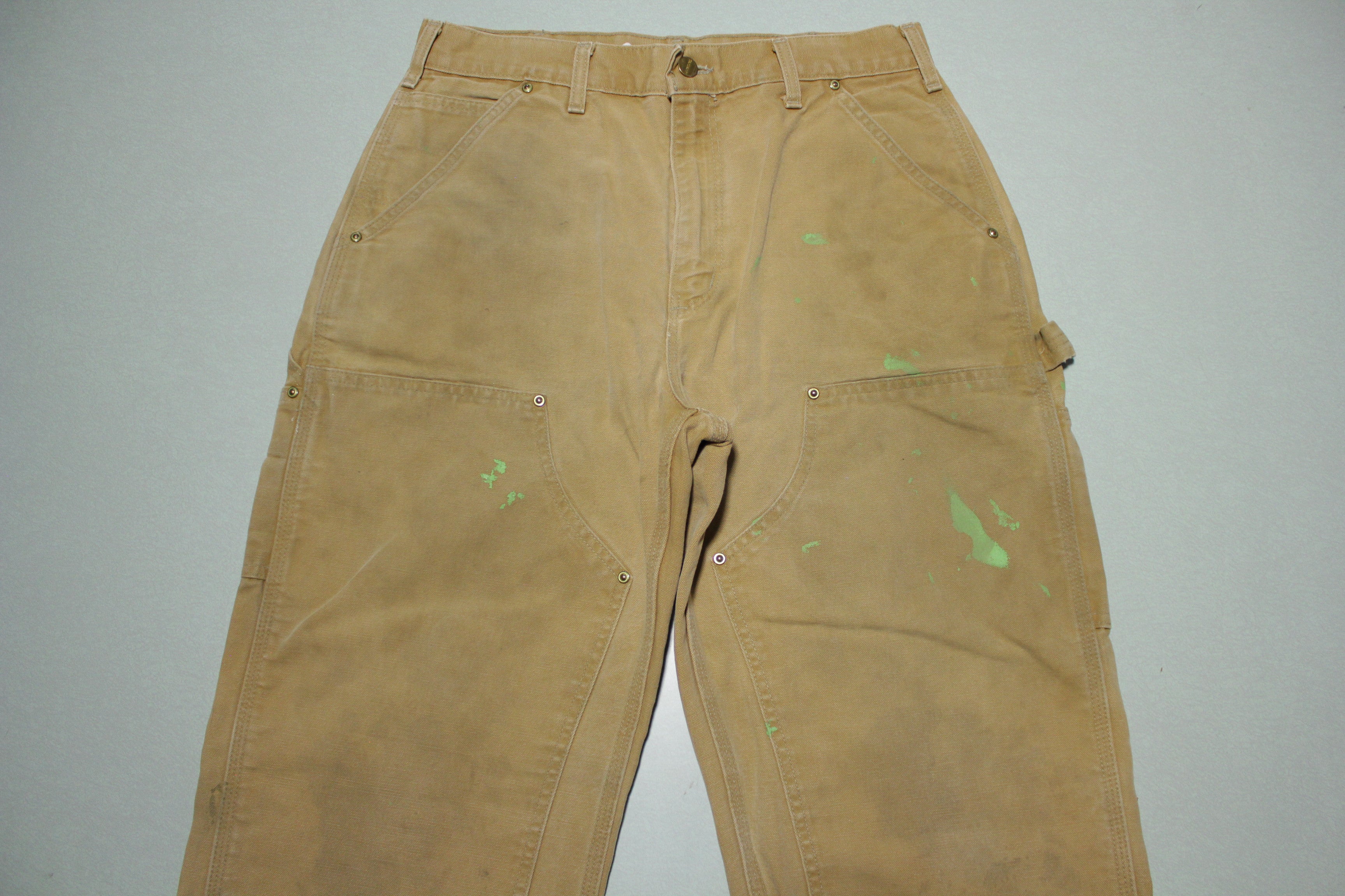 Carhartt B01 BRN Double Knee Washed Duck Work Pants Heavily