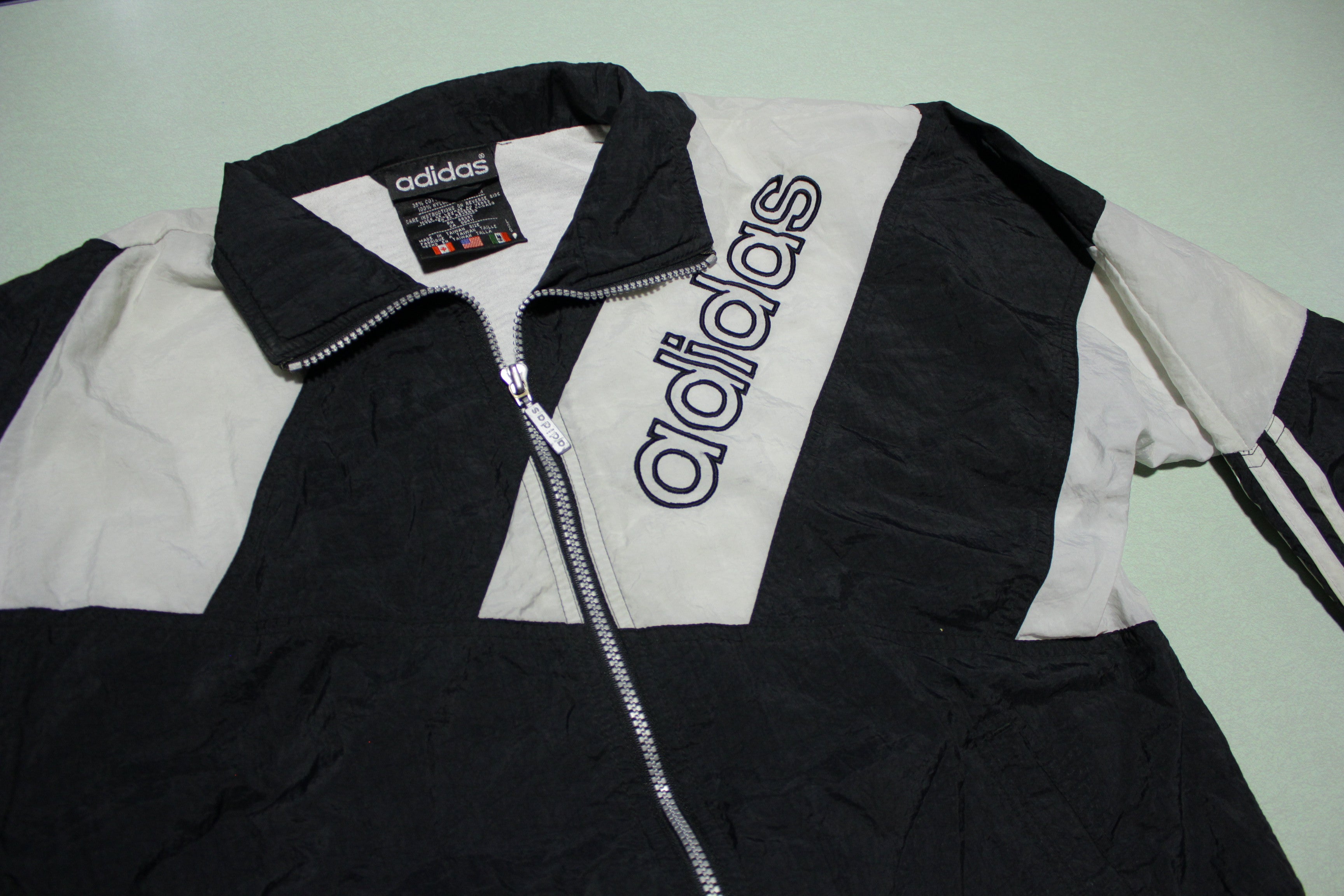 Adidas Vintage 90's Color Block 3 Stripe Windbreaker Track Jacket