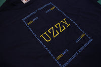 "UZZY" Fuzzy Felt Custom Hand Printed Logo On Authentic Vintage T-Shirt