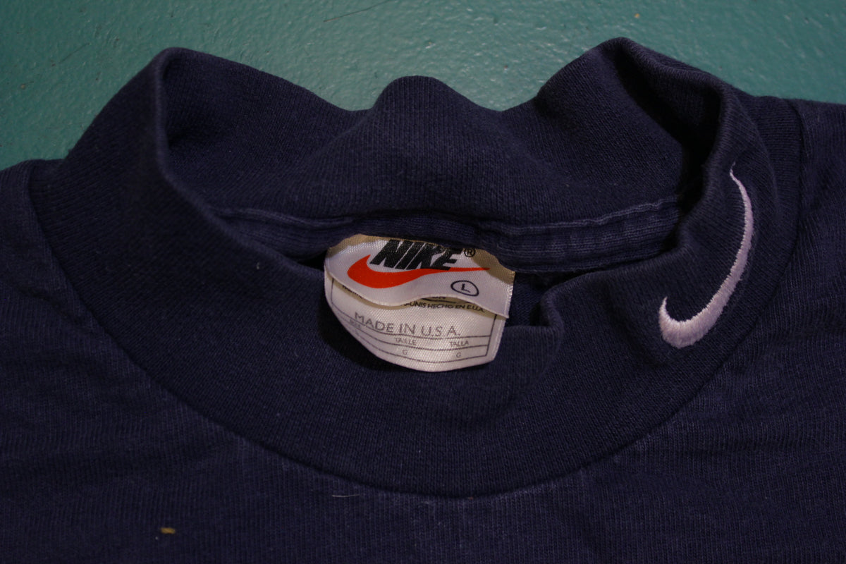 90's Made in USA Nike White Tag High Collar Embroidered Swoosh Long Sleeved T-shirt
