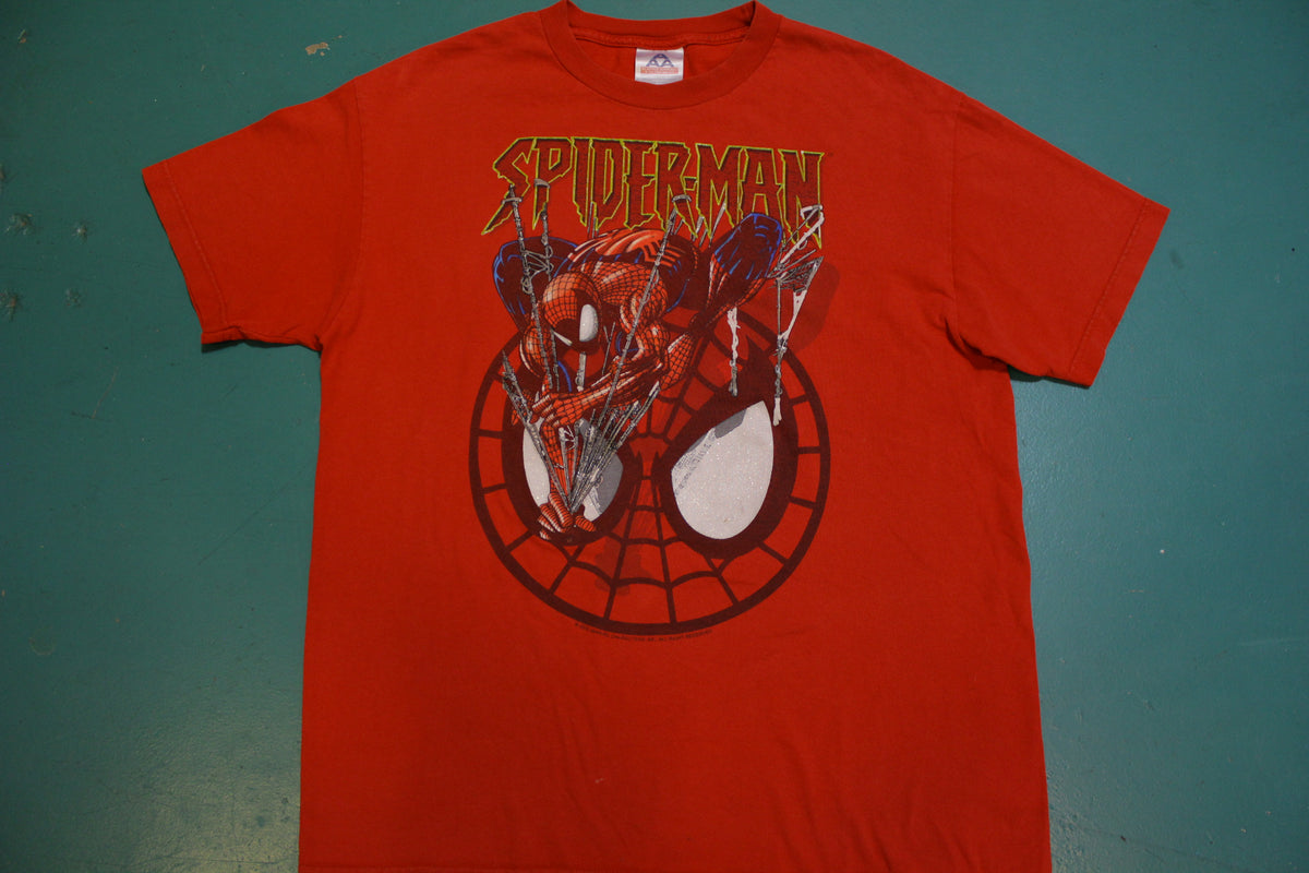 Spiderman Marvel Sparkle Glitter Eyes 2002 Vintage Movie T-Shirt
