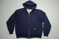 Carhartt 860 NVY Thermal Lined Vintage 80's Rugged Wear Construction Hoodie Sweatshirt