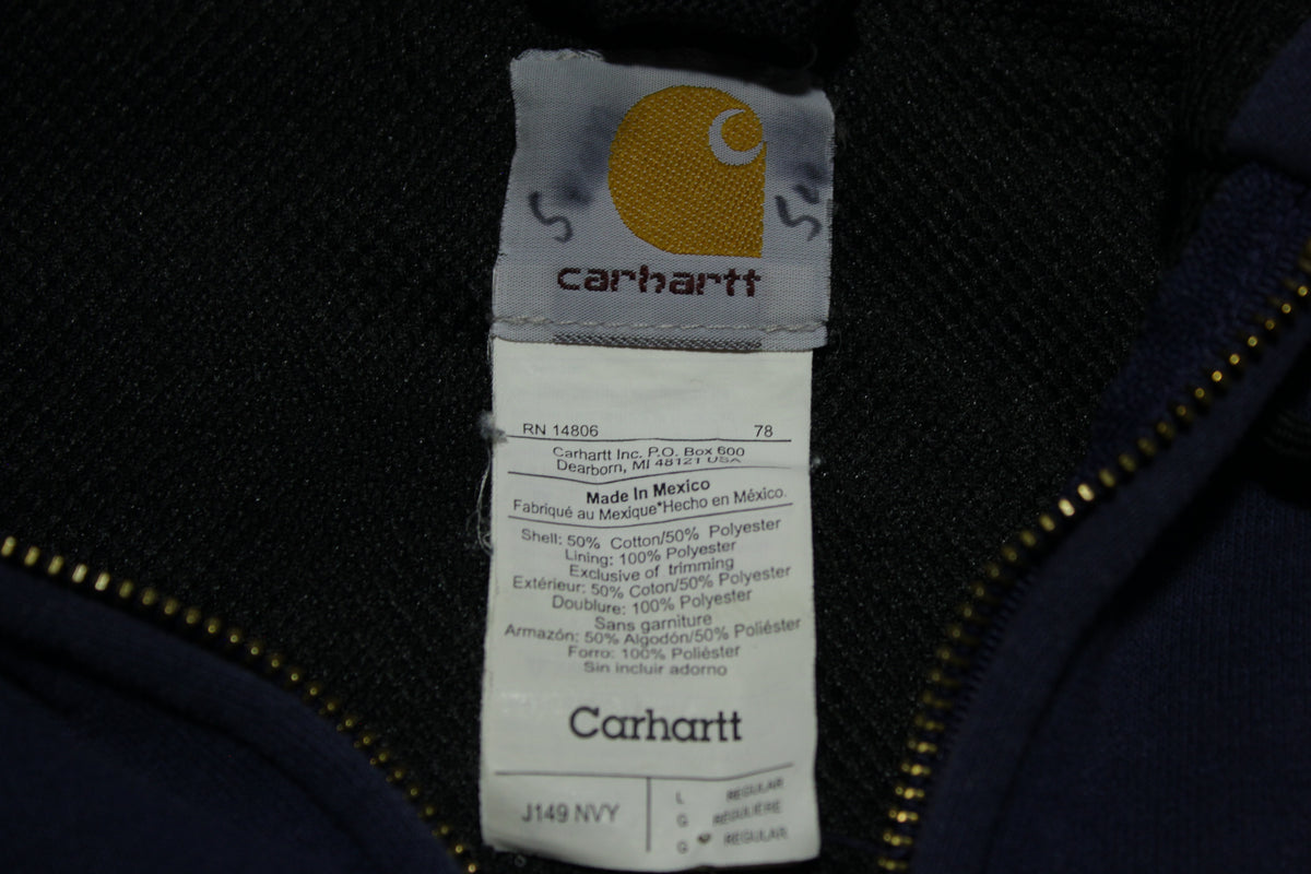 Carhartt J149 NVY Thermal Lined Vintage 00's Work Construction Hoodie Sweatshirt XL