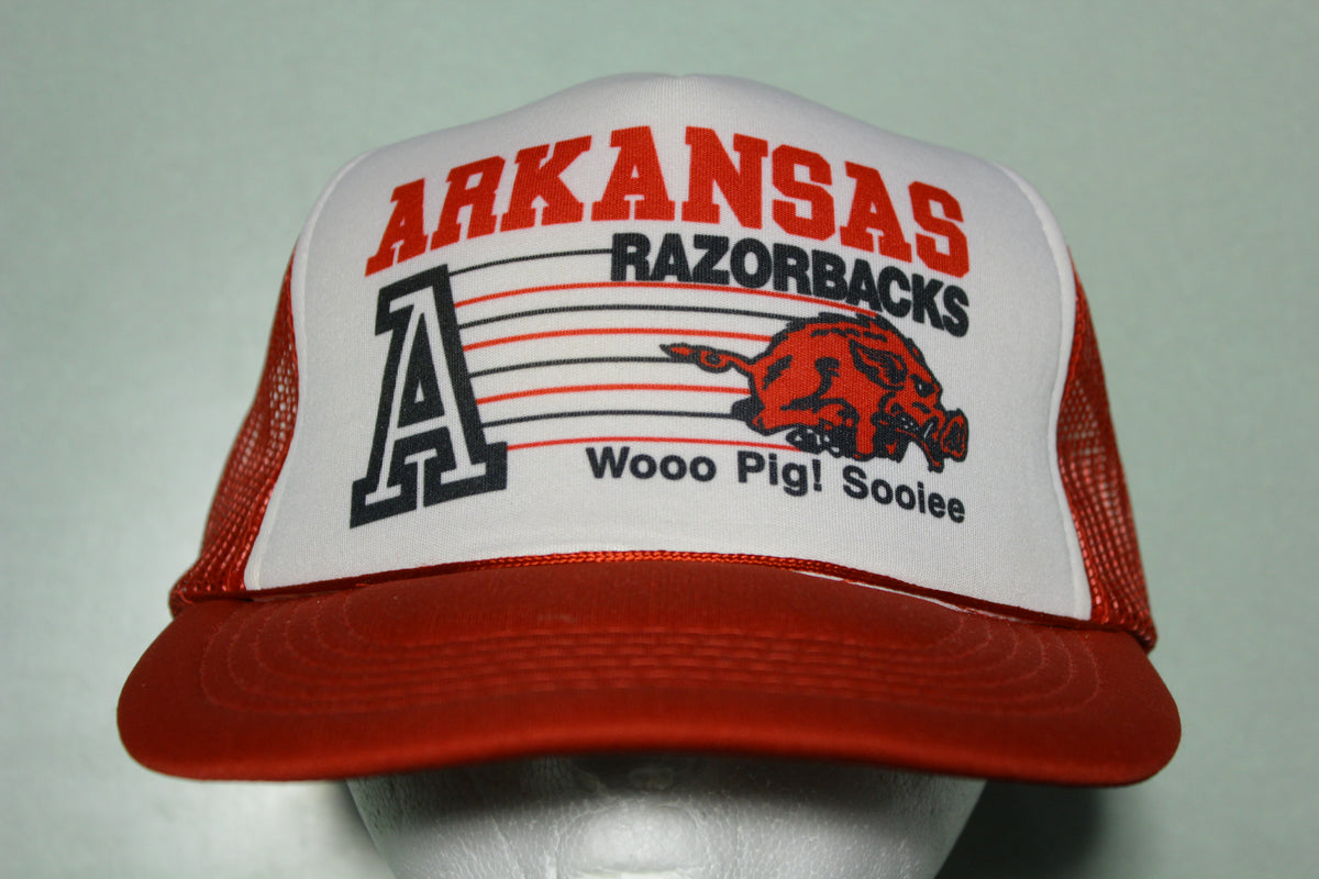 Straw Hat Razorback Arkansas Razorbacks Vintage 80's Adjustable Back Snapback Hat – The ...