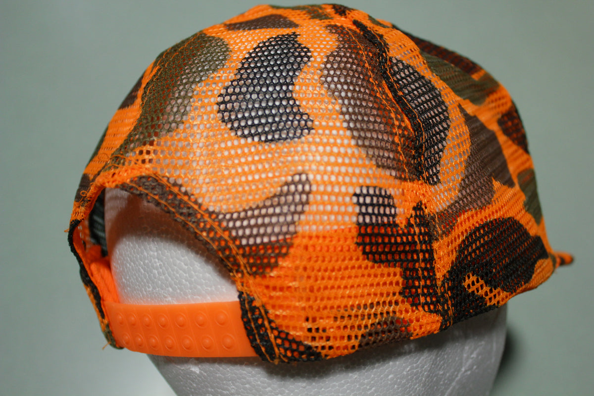 AT&T Orange Camo Call Before You Dig Vintage 80's Adjustable Back Snapback Hat