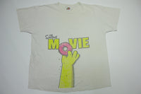 Simpsons Movie Distressed  Homer Donut White 2007 Fox Cartoon TV Promo Tee T-Shirt