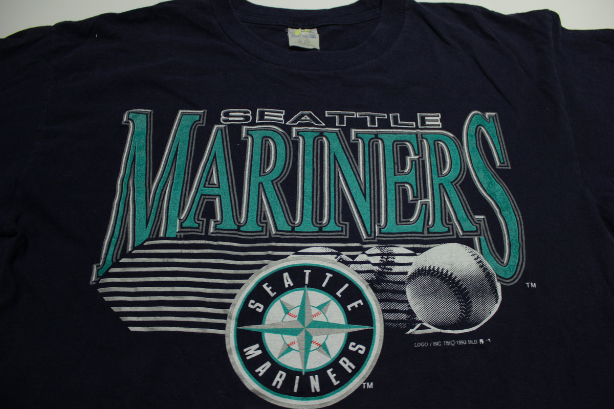 Seattle Mariners 1993 Vintage Logo 7 Giant Back Hit Made in USA T-Shirt