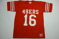 San Francisco 49ers Vintage 80's Rawlings Made in USA Striped Sleeve Joe Montana T-Shirt