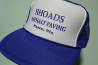 Rhoads Asphalt Paving Pasco Vintage 80's Adjustable Back Snapback Hat