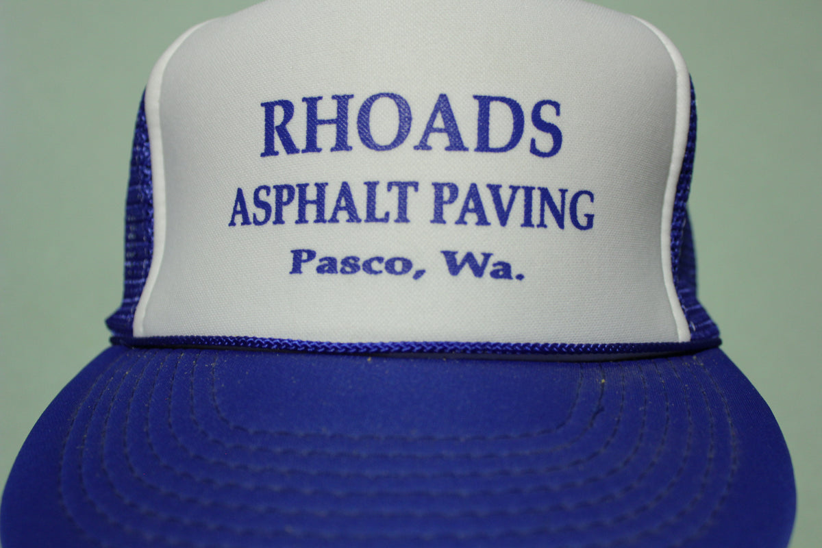 Rhoads Asphalt Paving Pasco Vintage 80's Adjustable Back Snapback Hat