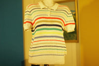 Cool, Easy, Breezy Jantzen Striped Polo. Colorful Vintage 1980's 1970's