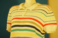 Cool, Easy, Breezy Jantzen Striped Polo. Colorful Vintage 1980's 1970's