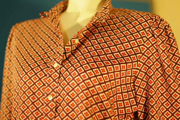 1970's Rare Vintage Levi Strauss Floral Button Up Western Long Sleeve Shirt. Levis Big E