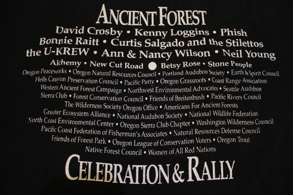 Ancient Forest Rally 1993 Phish Neil Young Kenny Loggins U-Krew Portland OR T-Shirt