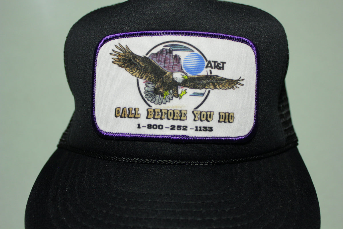 AT&T Call Before You Dig Patch Vintage 80's Adjustable Back Snapback Hat
