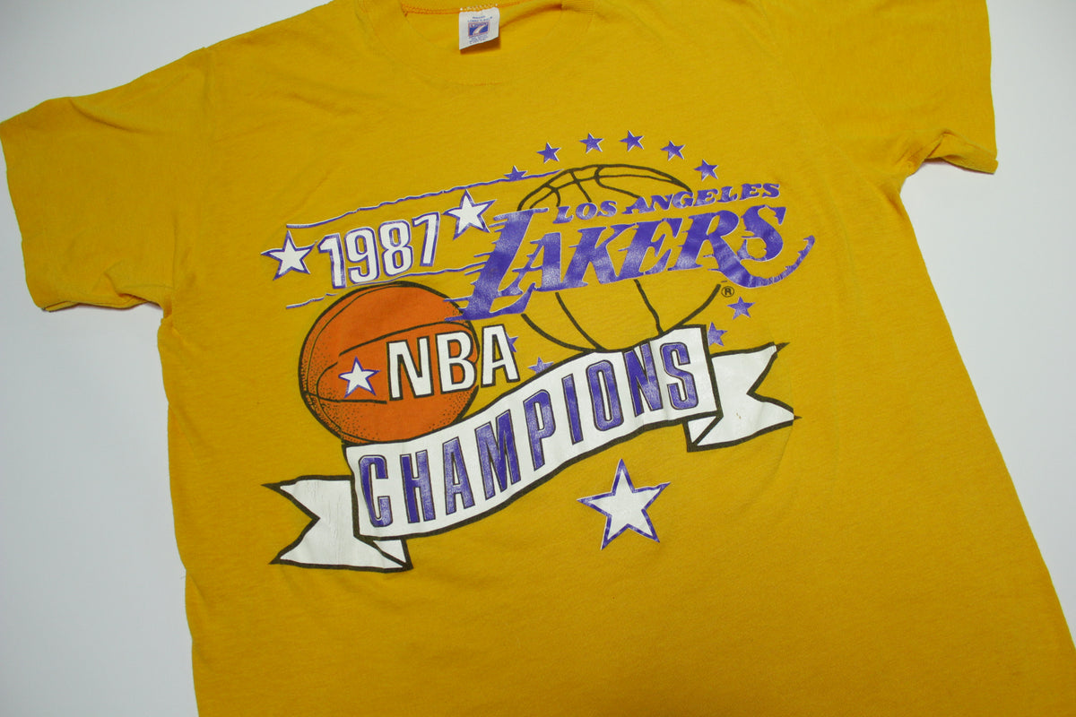 Los Angeles Lakers Vintage 1987 Finals Champions 80's Logo 7 Single Stitch USA T-Shirt