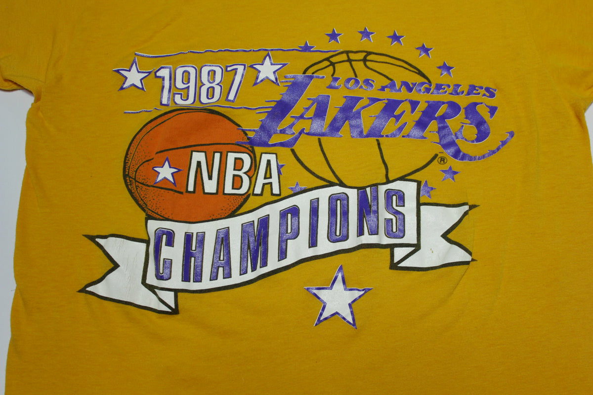 80s LA Lakers vintage NBA single stitch T-shirt. Tagged as a large