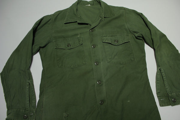 Shirt Utility Sateen OG-107 DLA100 Vintage 60s Military Army Issue Drab Olive Shirt