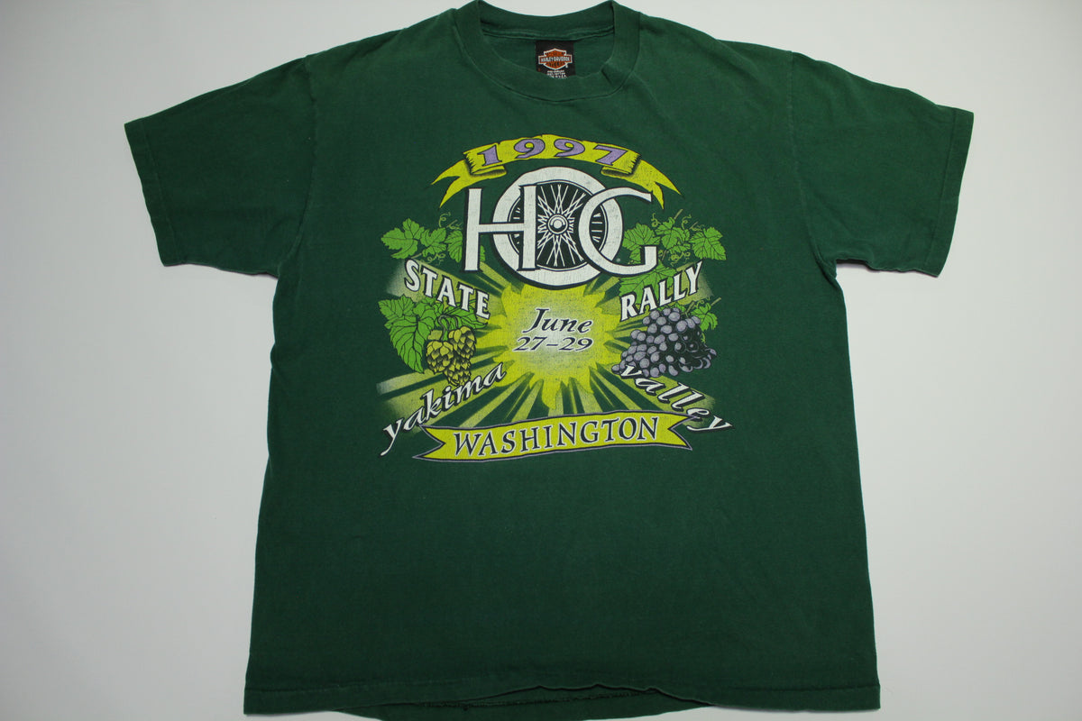 Hog Rally 1997 Harley Davidson HD Yakima Washington Vintage 90's Single Stitch T-Shirt