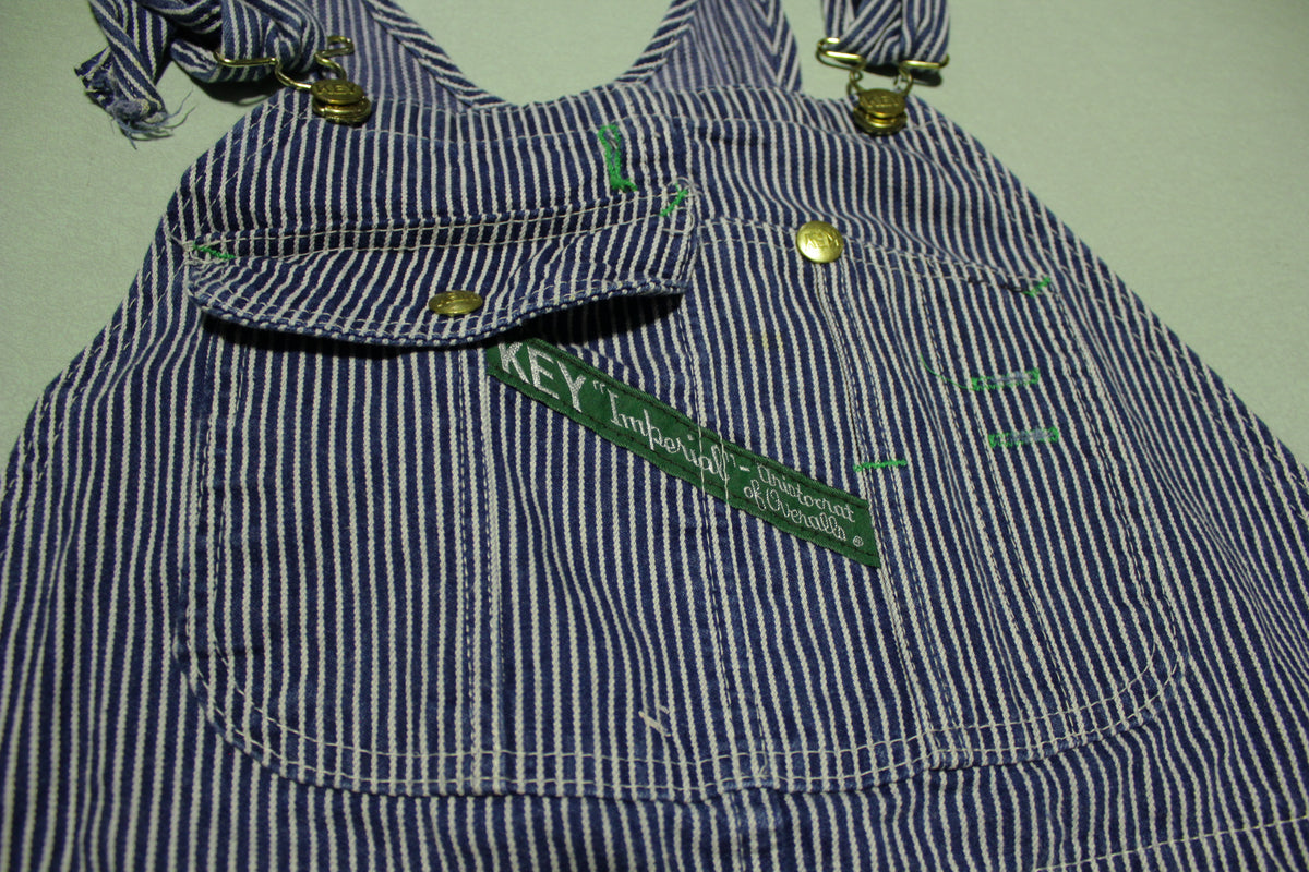 Key Imperial Hickory Railroad Striped Vintage Made in USA Bibs Overalls