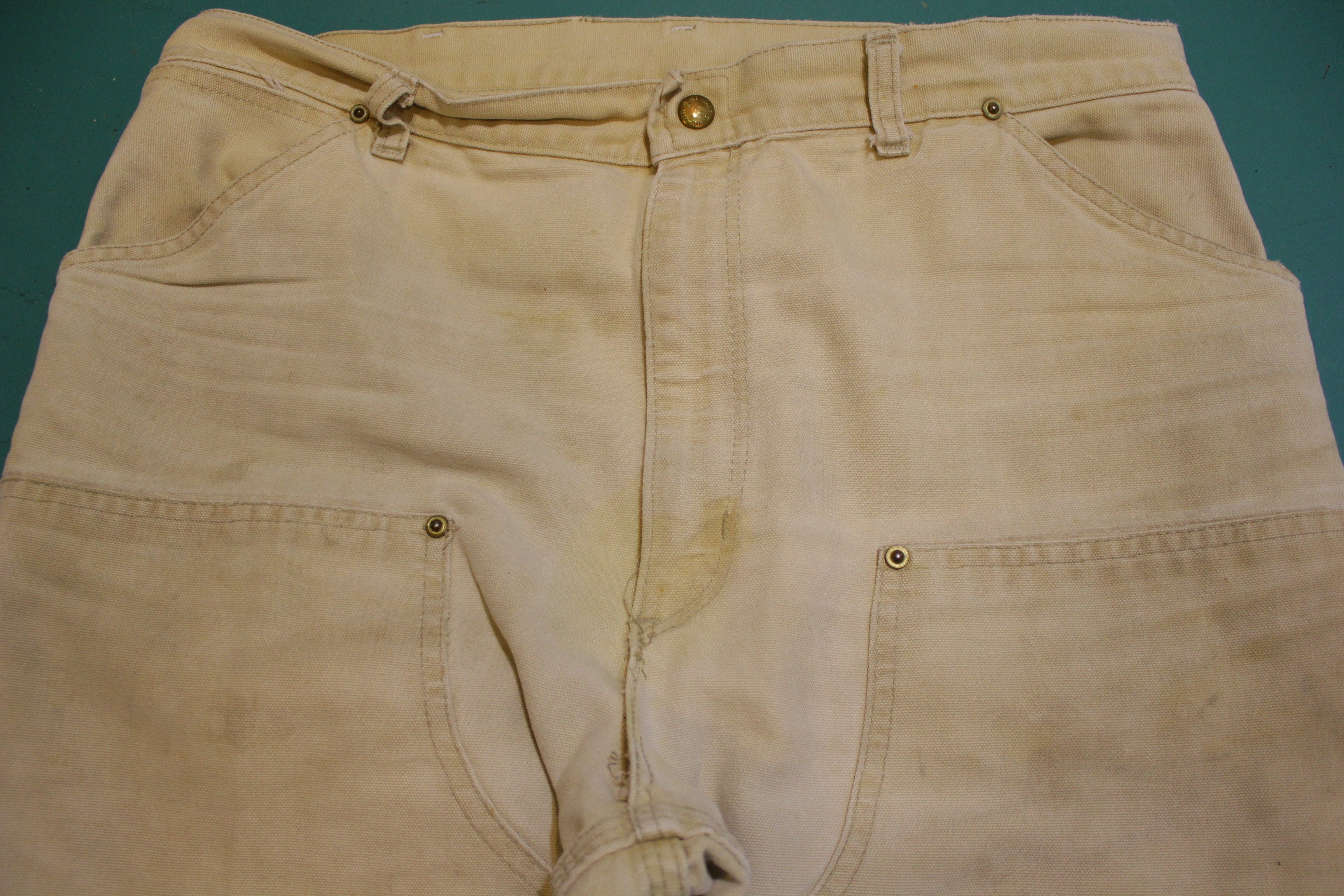 Carhartt 62W BRN Double Knee Front Duck Wash Work Pants Vintage