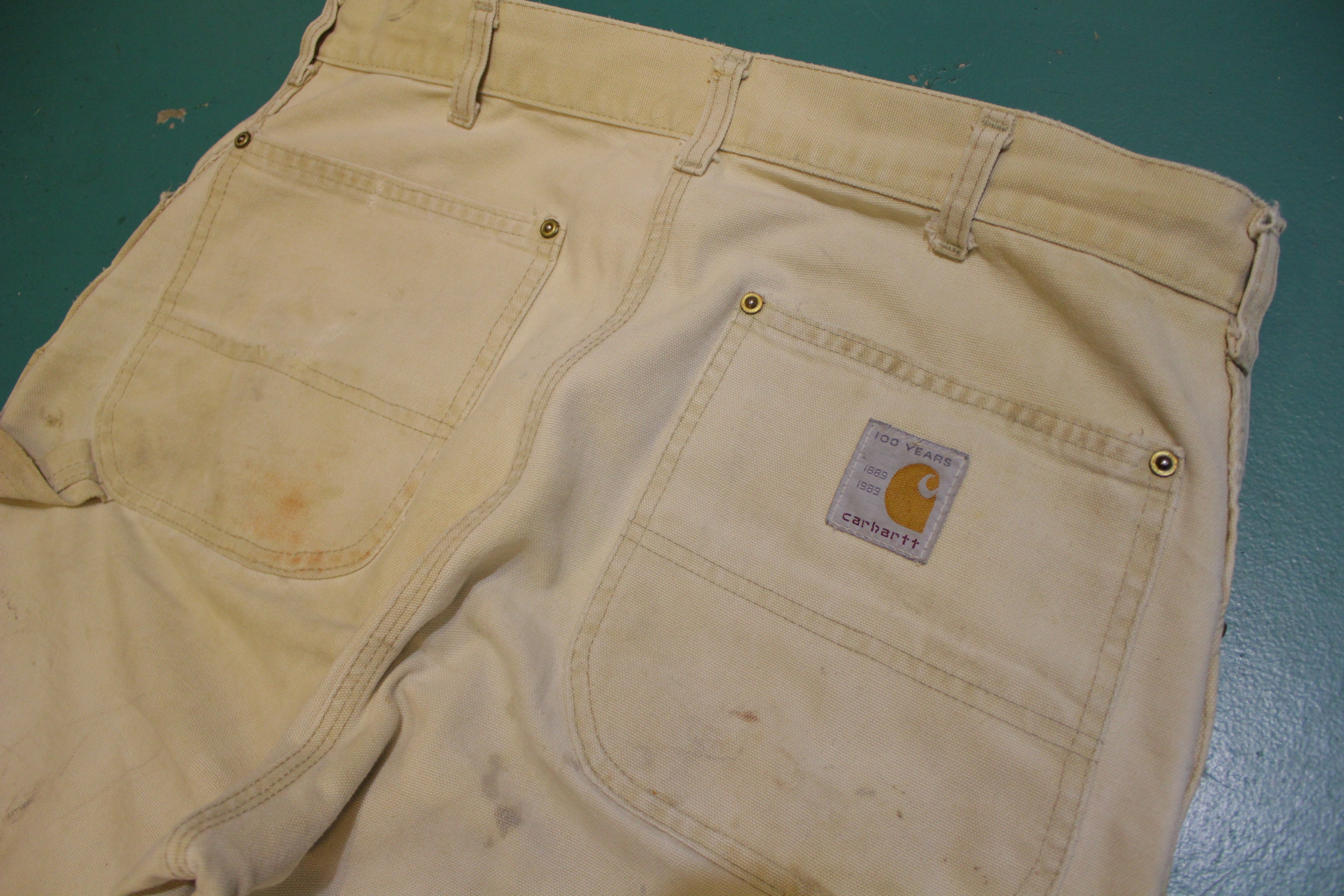 Carhartt 62W BRN Double Knee Front Duck Wash Work Pants Vintage