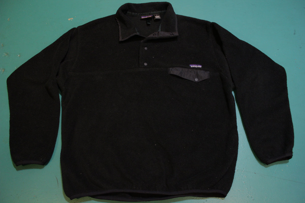 Patagonia Large Men's Black on Black Synchilla Snap T Pullover Fleece 25450 Polyester