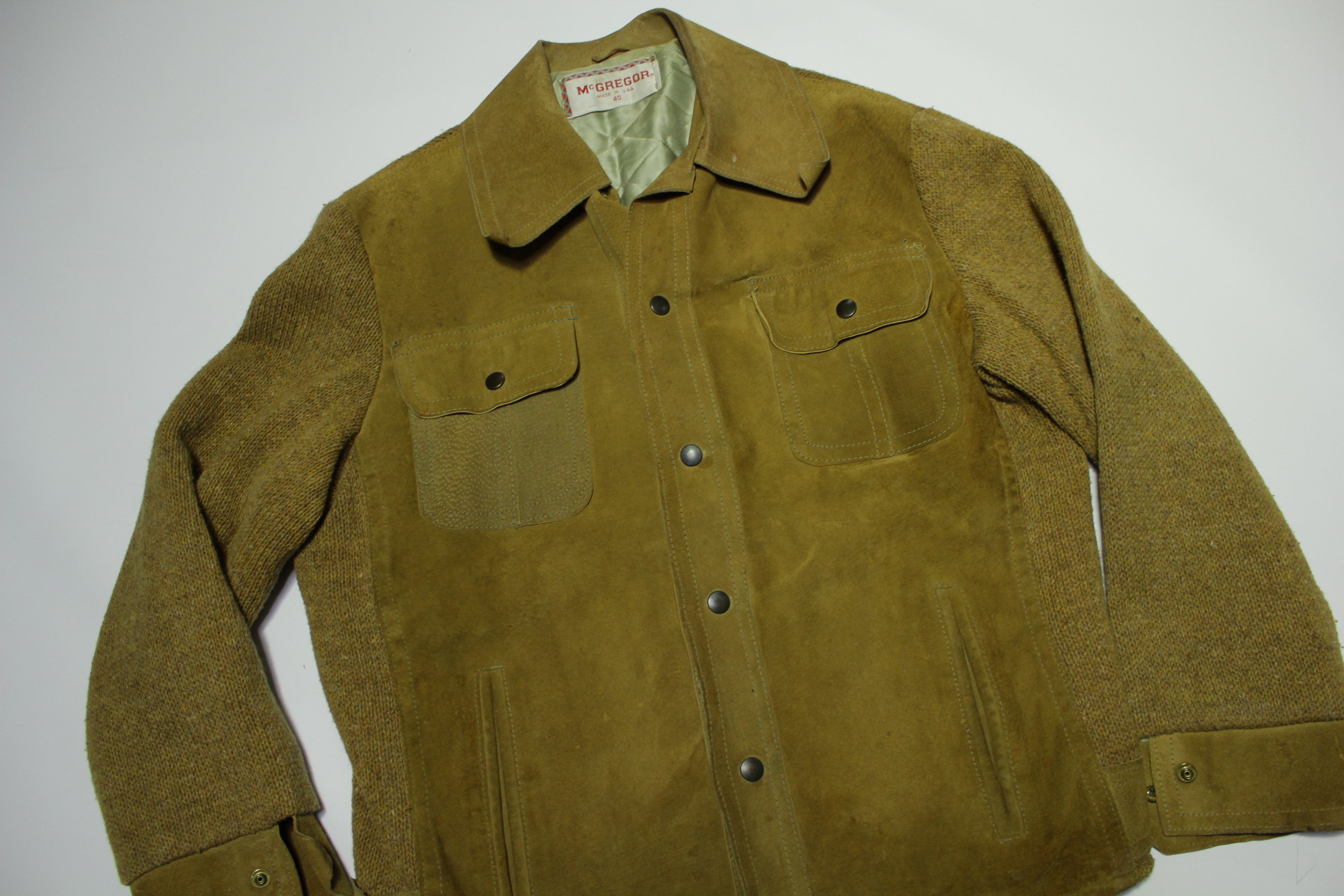 McGregor Vintage 60's Suede Cardigan Style Snap Up Distressed