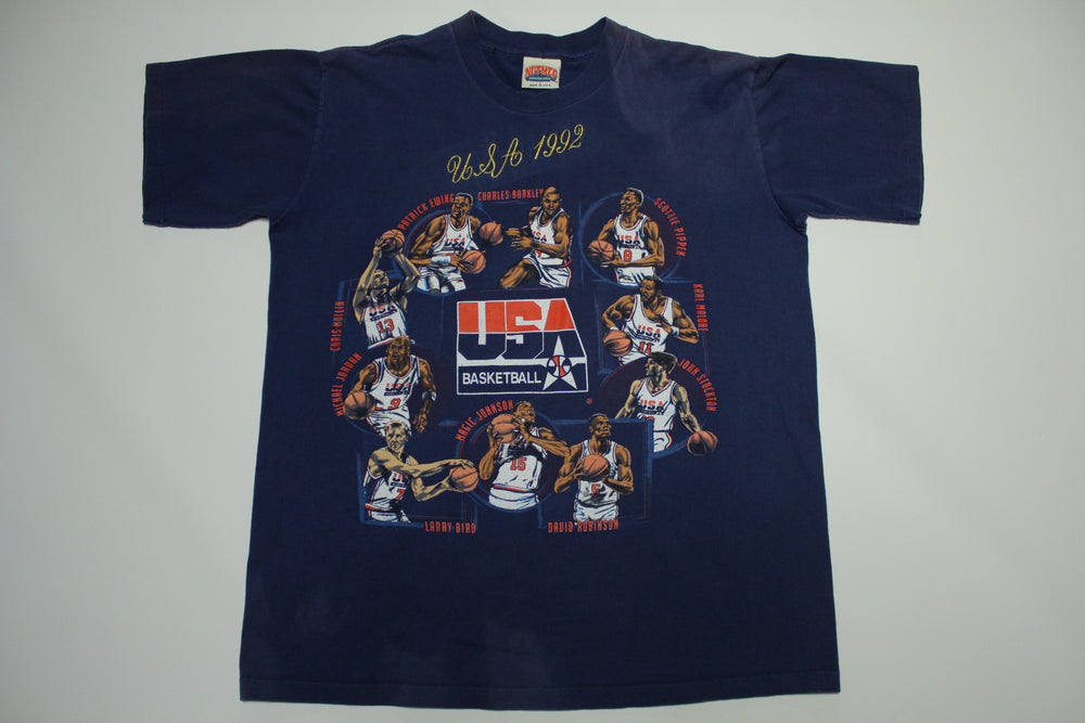 Vintage 90s Navy Nutmeg USA Basketball Team 1992 Dream Team Single