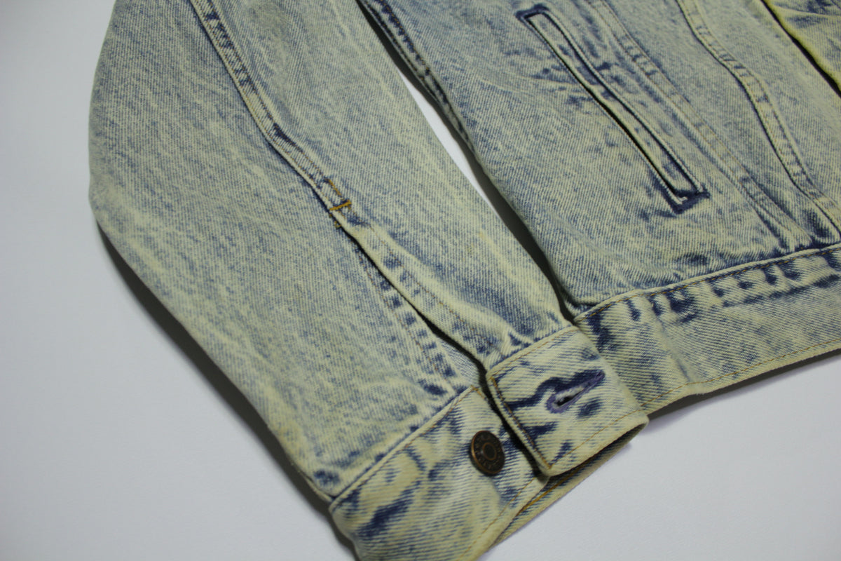 JC Penneys Plain Pockets Vintage Denim Acid Washed 80's Button Up Trucker Jean Jacket