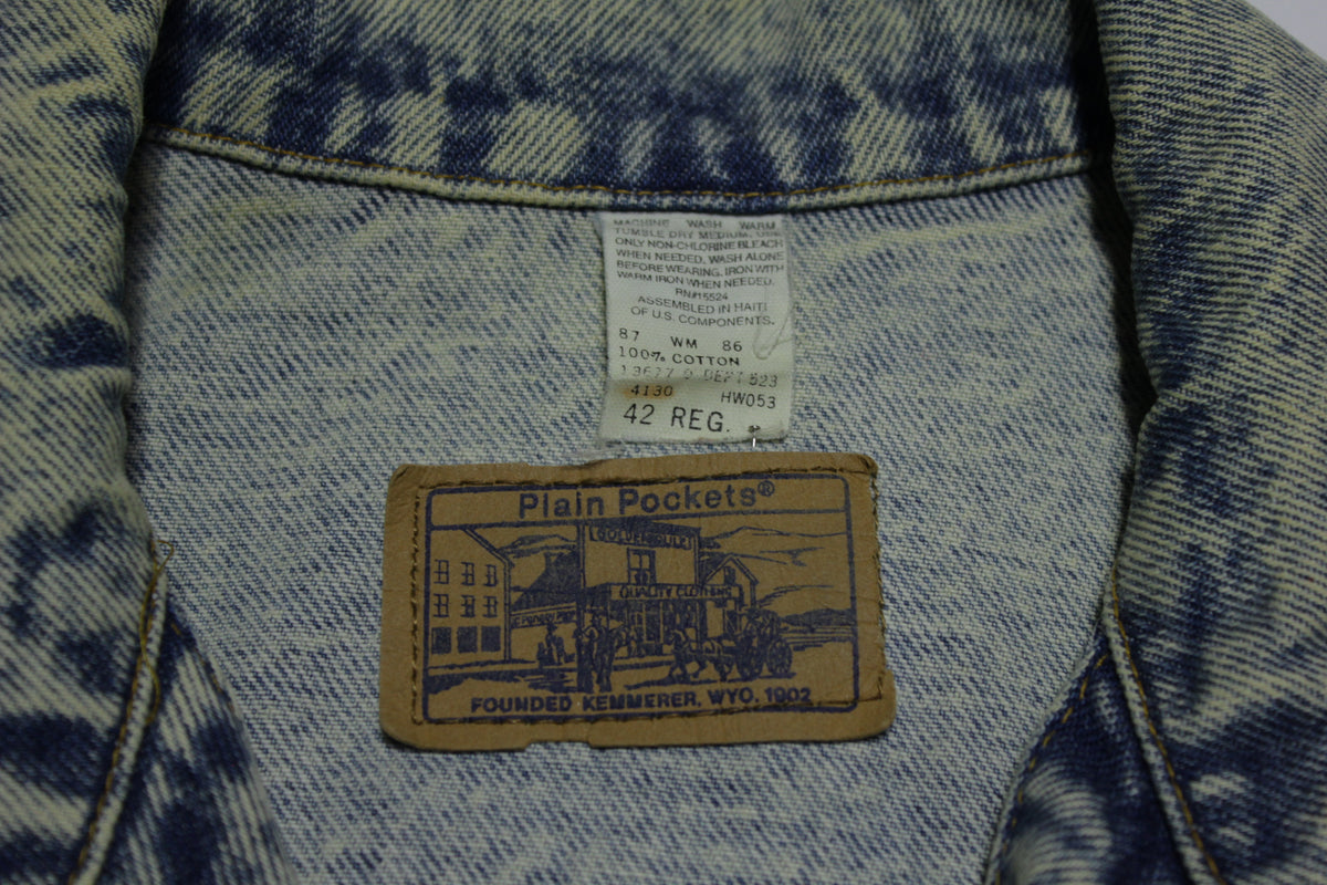 JC Penneys Plain Pockets Vintage Denim Acid Washed 80's Button Up Trucker Jean Jacket