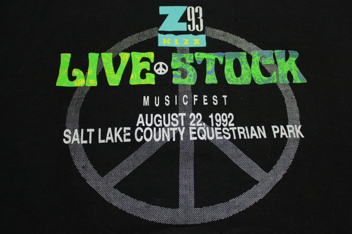 Live Stock 1992 Vintage KLZX Z93 Utah Rock Fest T-Shirt