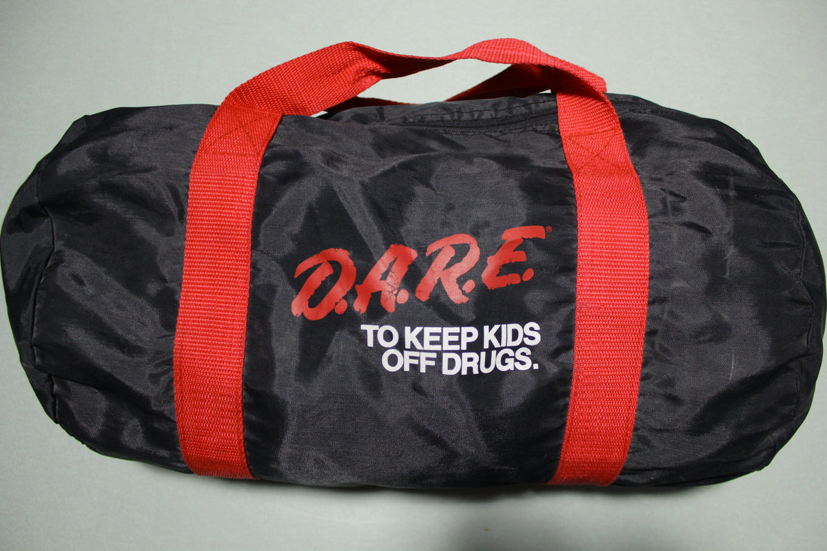 Dare Keep Kids Off Drugs Vintage 80's Logo Gym Duffle Travel Bag Black Red
