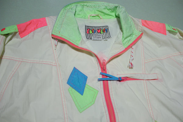 East West Neon Color Accents Vintage 90's Windbreaker Jacket