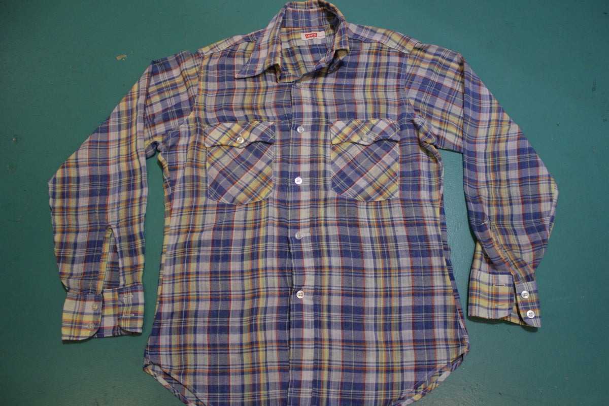 Levis 70's Red Tag Plaid Squared Pocket Vintage Long Sleeve Button Up Shirt