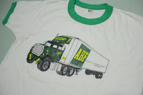 ABF Semi Truckers Vintage 80's Ringer Screen Stars T-Shirt
